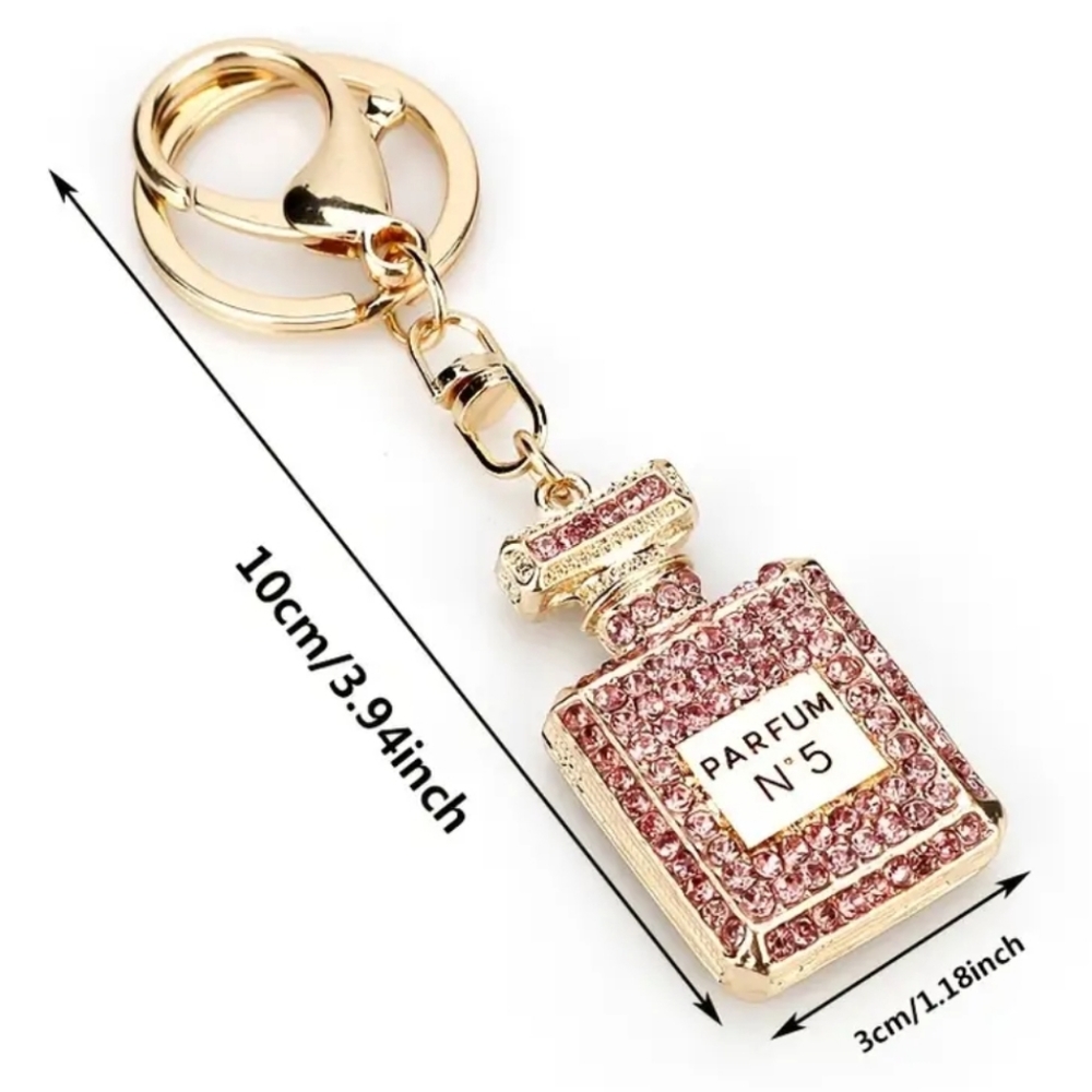 Luxury crystal perfume bottle keychain - Picture 3 of 5
